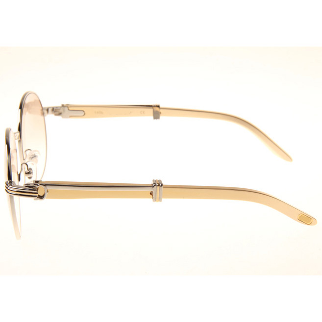 Cartier CT1990-0692 Gold Stainless Steel Sunglasses In Silver Brown - DesignerGu