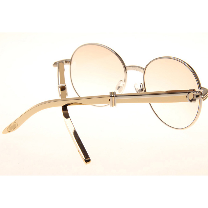 Cartier CT1990-0692 Gold Stainless Steel Sunglasses In Silver Brown - DesignerGu