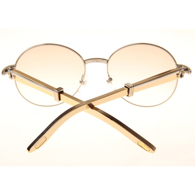 Cartier CT1990-0692 Gold Stainless Steel Sunglasses In Silver Brown - DesignerGu