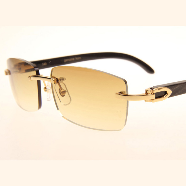 Cartier CT_3524012 Black Grey Buffalo Sunglasses In Gold Brown - DesignerGu