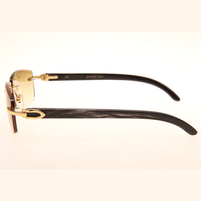 Cartier CT_3524012 Black Grey Buffalo Sunglasses In Gold Brown - DesignerGu