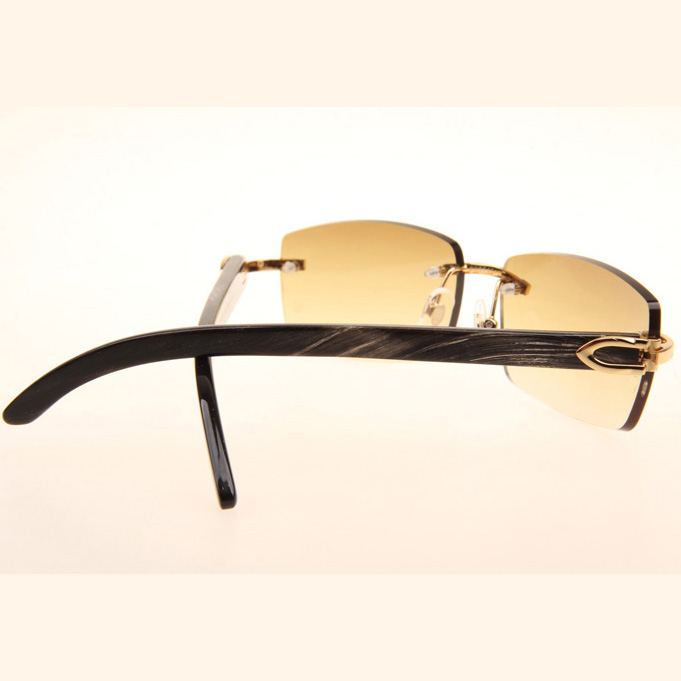 Cartier CT_3524012 Black Grey Buffalo Sunglasses In Gold Brown - DesignerGu