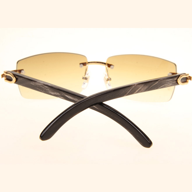 Cartier CT_3524012 Black Grey Buffalo Sunglasses In Gold Brown - DesignerGu
