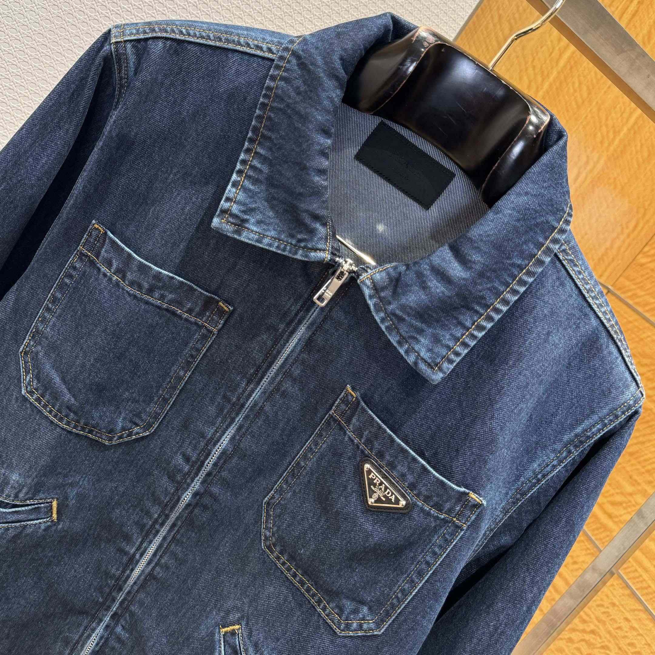 Prada Light Denim Zipper Jacket - DesignerGu