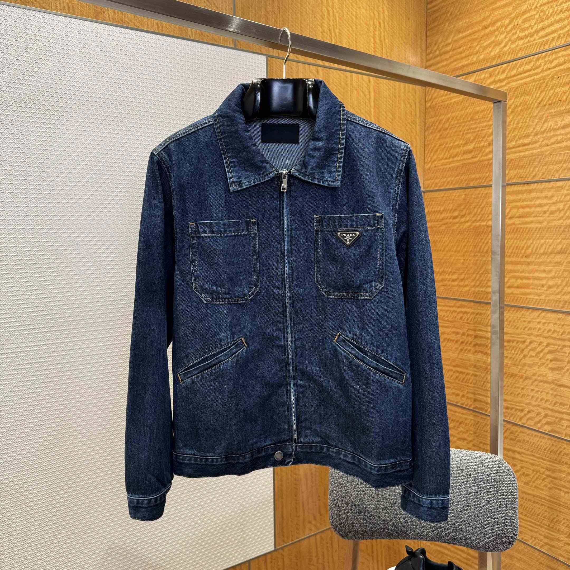 Prada Light Denim Zipper Jacket - DesignerGu