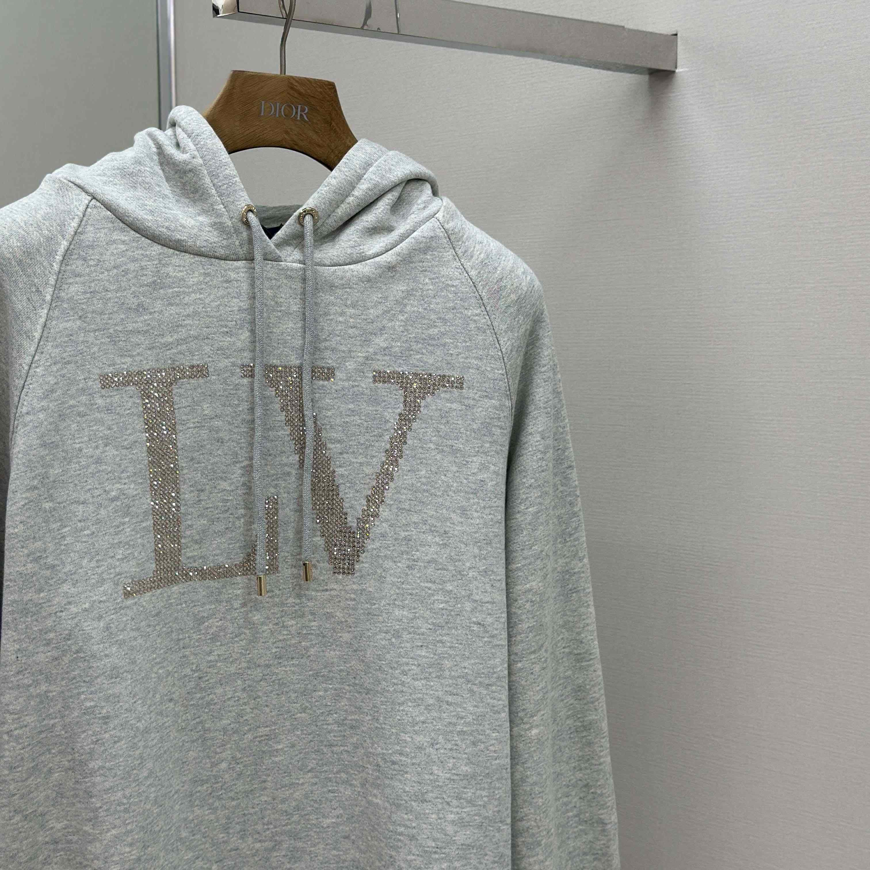 Louis Vuitton Rhinestone Signature Hoodie   1AIBLF - DesignerGu