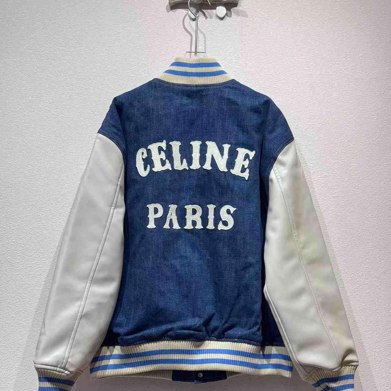 Celine Loose Triomphe Teddy In Trail Wash Denim - DesignerGu
