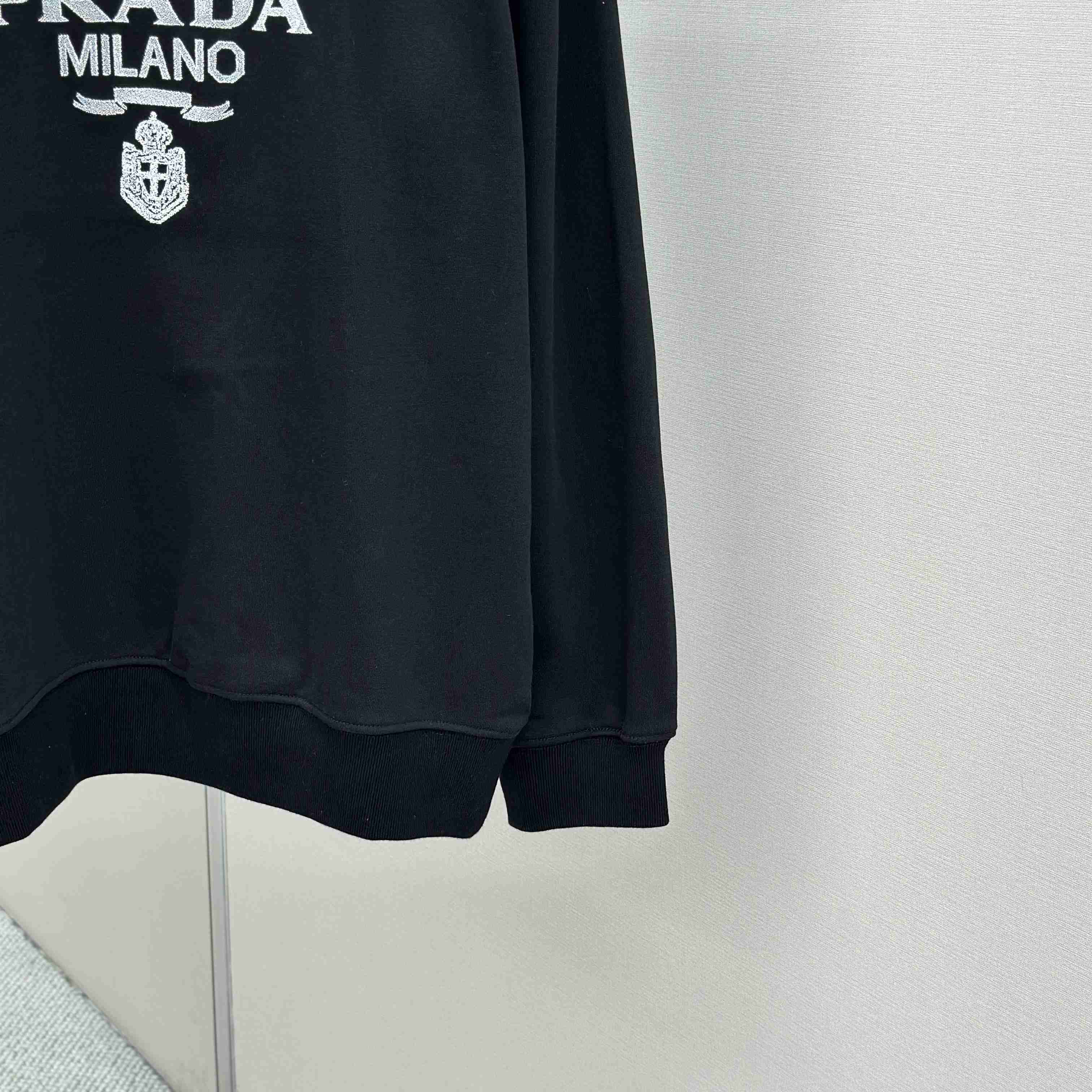 Prada Marble Black Long-sleeved Cotton Polo Shirt - DesignerGu