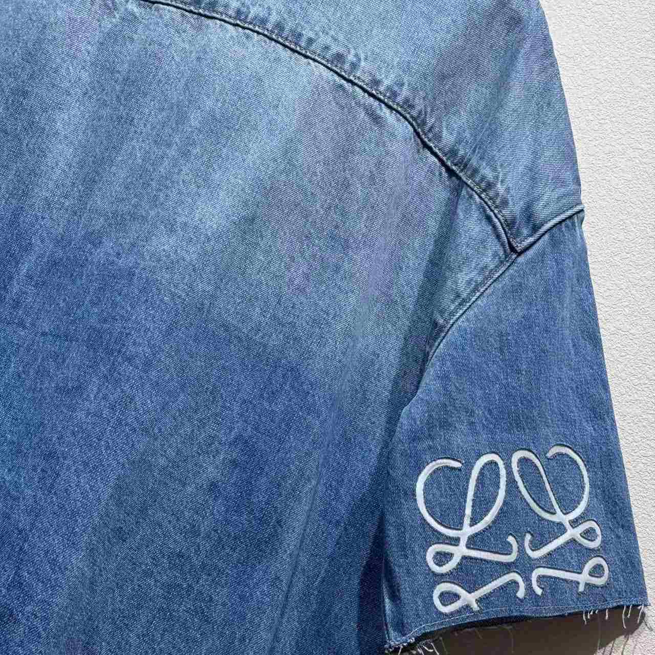 Loewe Anagram Short Sleeve Shirt In Denim - DesignerGu
