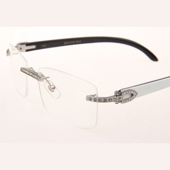 Cartier CT_3524012 Diamond White Mix Black Buffalo Eyeglasses In Silve - DesignerGu