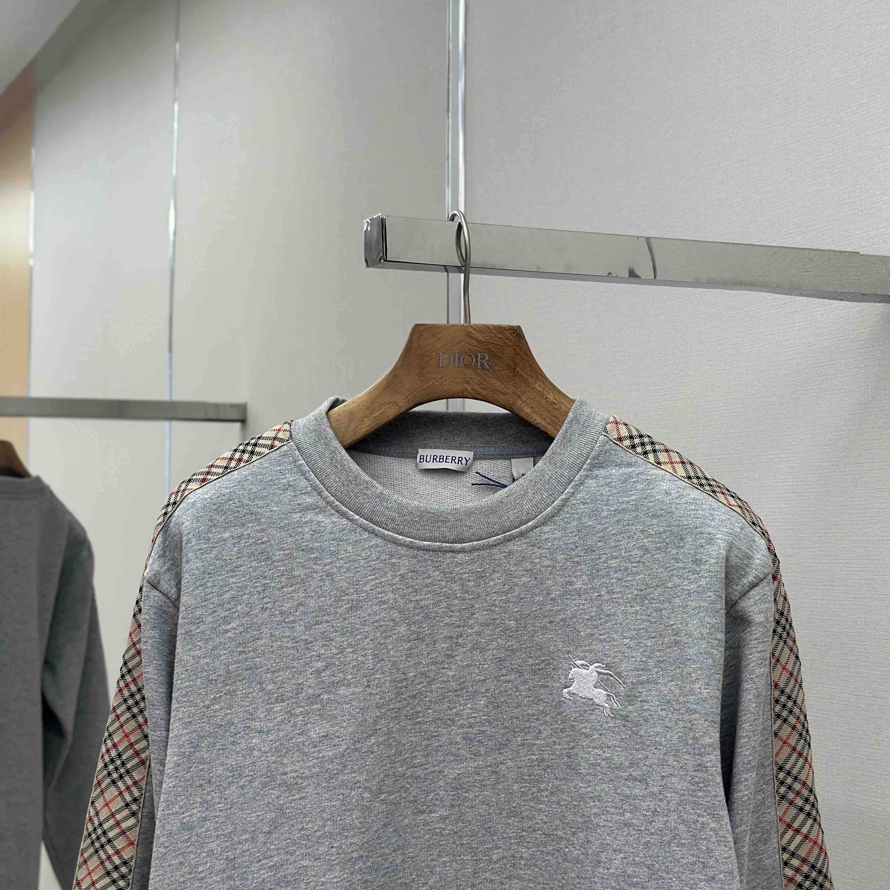 Burberry Check Trim Cotton Sweatshirt - DesignerGu