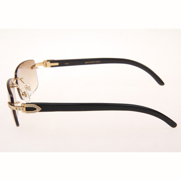 Cartier CT_3524012 Diamond Black Buffalo Eyeglasses In Gold Brown - DesignerGu