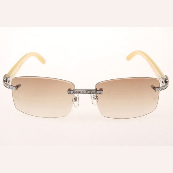 Cartier CT_3524012 Diamond White Buffalo Sunglasses In Silver Brown - DesignerGu