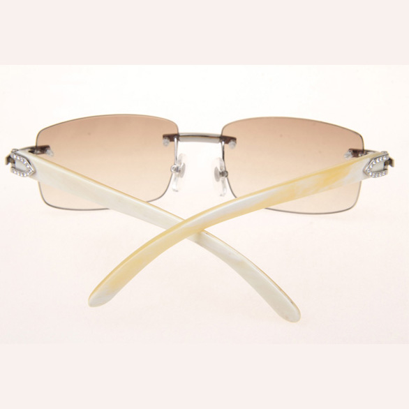 Cartier CT_3524012 Diamond White Buffalo Sunglasses In Silver Brown - DesignerGu