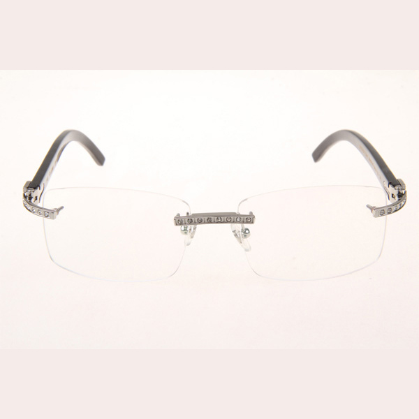 Cartier CT_3524012 Diamond Black Buffalo Eyeglasses In Silver - DesignerGu