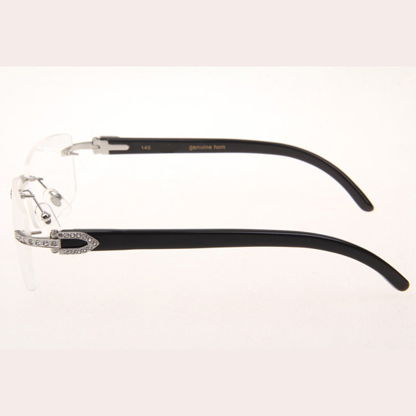 Cartier CT_3524012 Diamond Black Buffalo Eyeglasses In Silver - DesignerGu