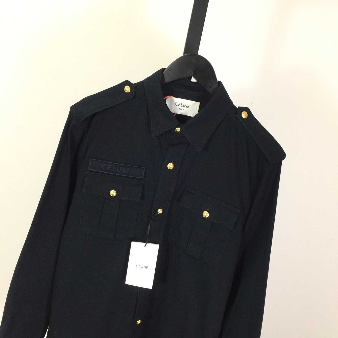 Celine Military Shirt In Cotton Wool Twill - DesignerGu