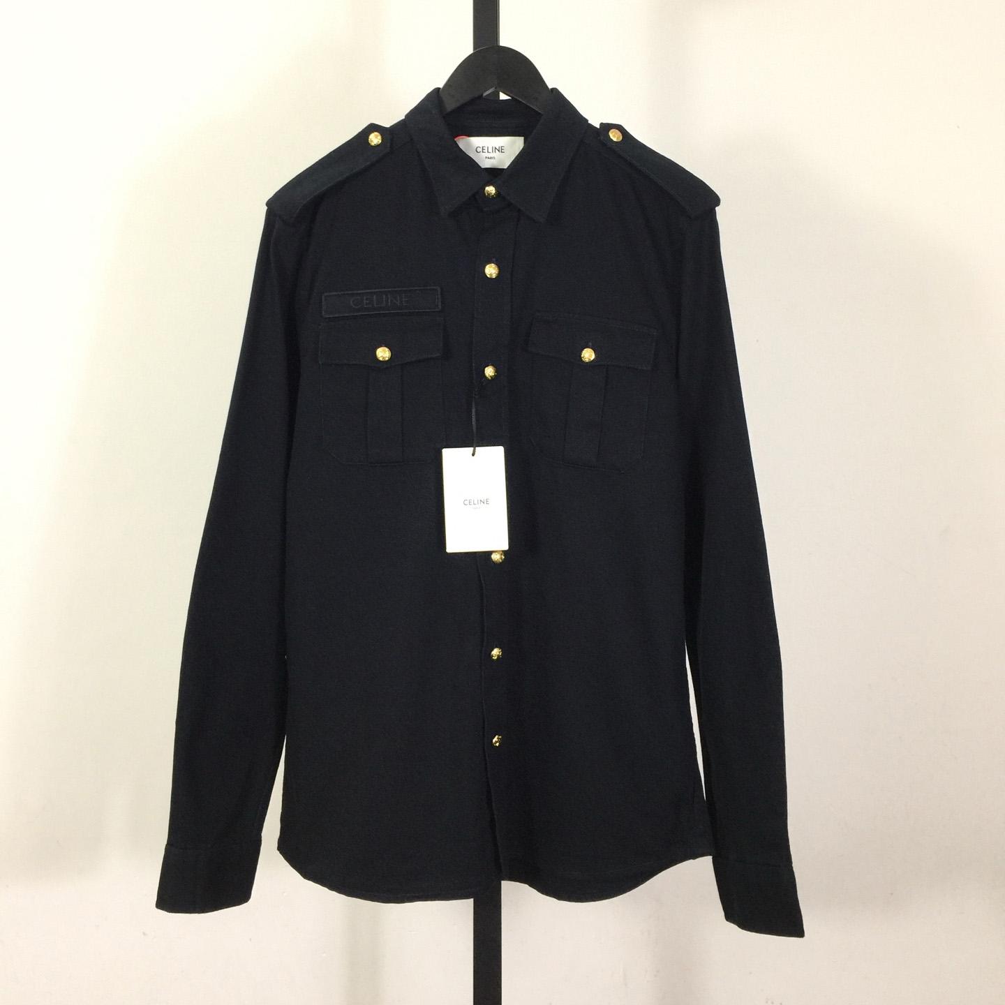 Celine Military Shirt In Cotton Wool Twill - DesignerGu