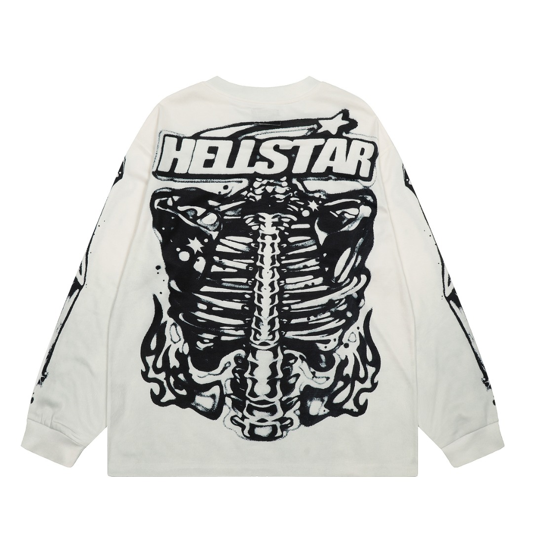 Hellstar Airbrushed Bones Longsleeve Shirt - DesignerGu