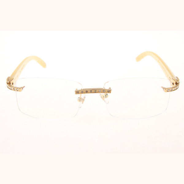 Cartier CT_3524012 Diamond White Buffalo Eyeglasses In Gold - DesignerGu