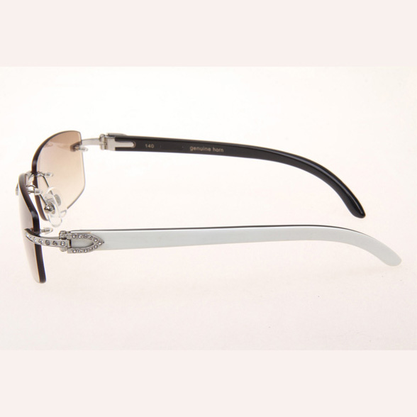 Cartier CT_3524012 Diamond White Mix Black Buffalo Eyeglasses In Silver Brown - DesignerGu