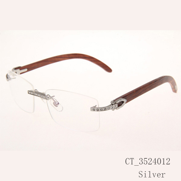 Cartier CT_3524012 Diamond Wood Eyeglasses In Silver - DesignerGu