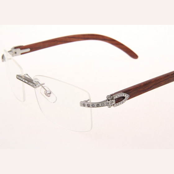 Cartier CT_3524012 Diamond Wood Eyeglasses In Silver - DesignerGu