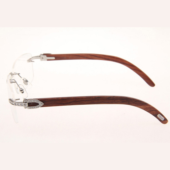 Cartier CT_3524012 Diamond Wood Eyeglasses In Silver - DesignerGu