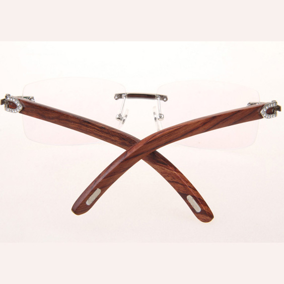 Cartier CT_3524012 Diamond Wood Eyeglasses In Silver - DesignerGu