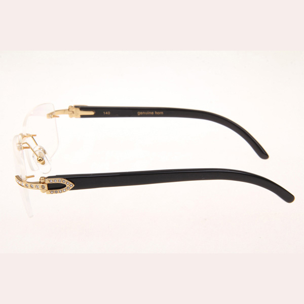 Cartier CT_3524012 Diamond Black Buffalo Eyeglasses In Gold - DesignerGu