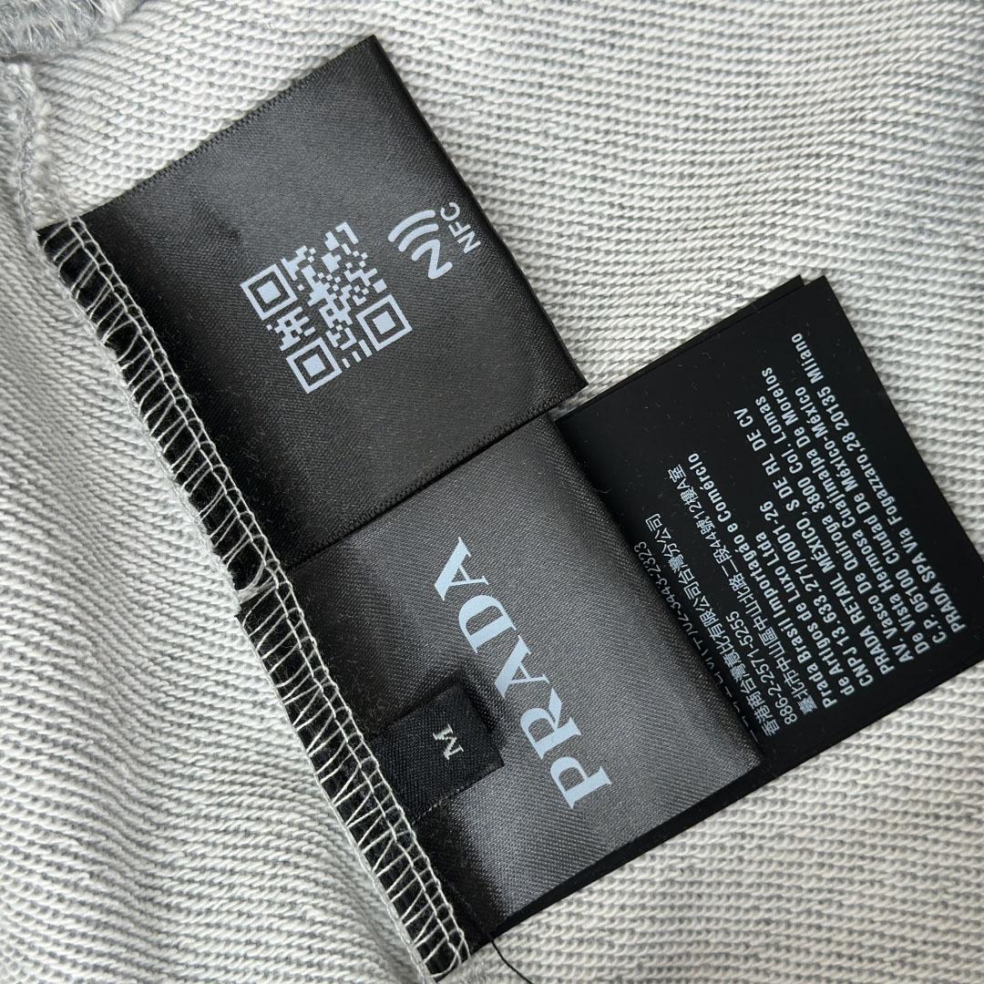 Prada Marble Gray Long-sleeved Cotton Polo Shirt - DesignerGu