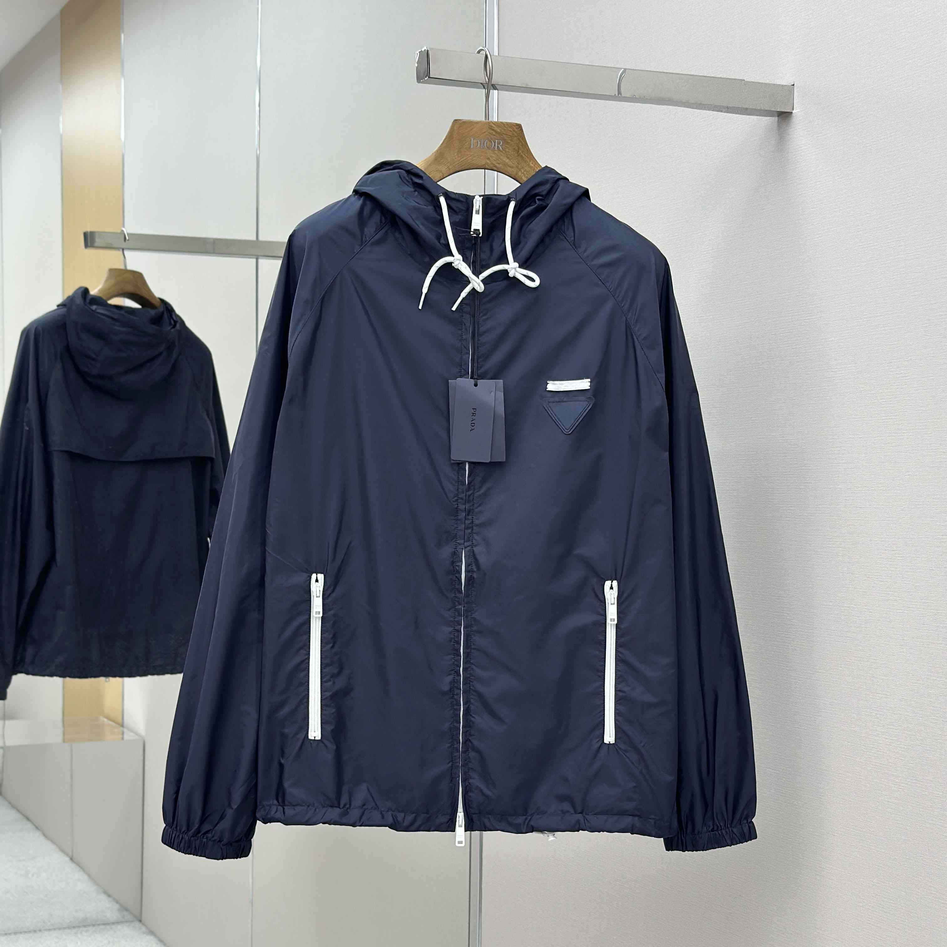 Prada Navy Blue Re-Nylon Wind Breaker - DesignerGu