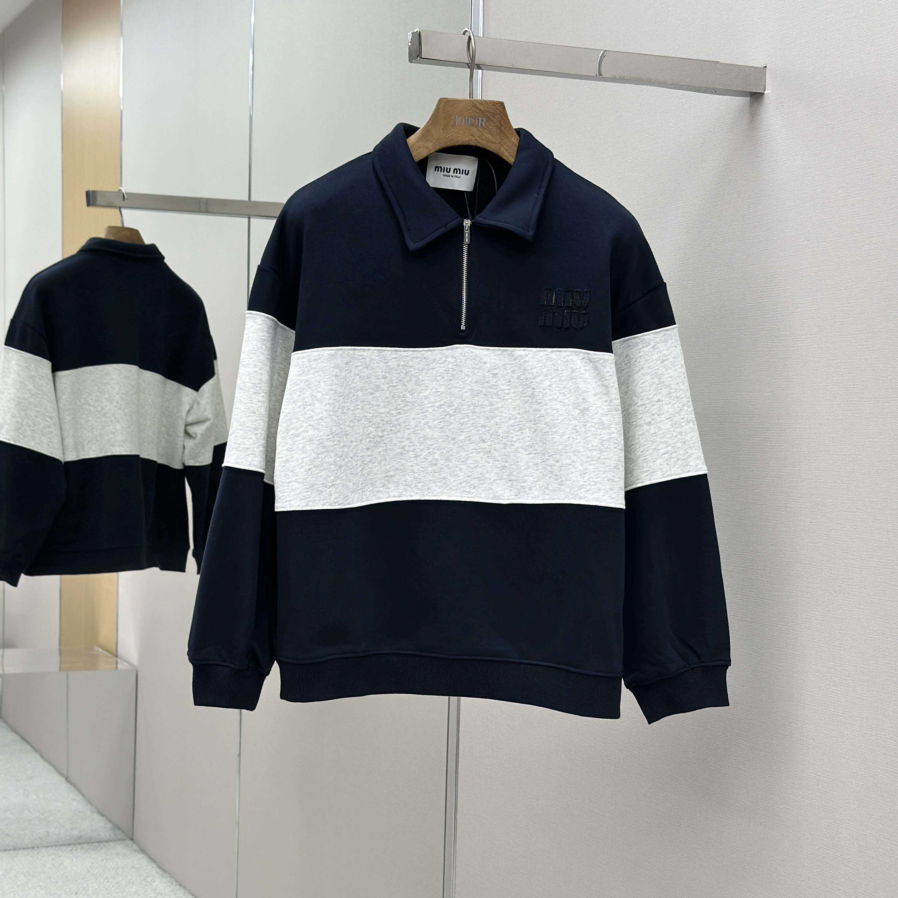 Miu Miu Half-zip Cotton Sweatshirt - DesignerGu
