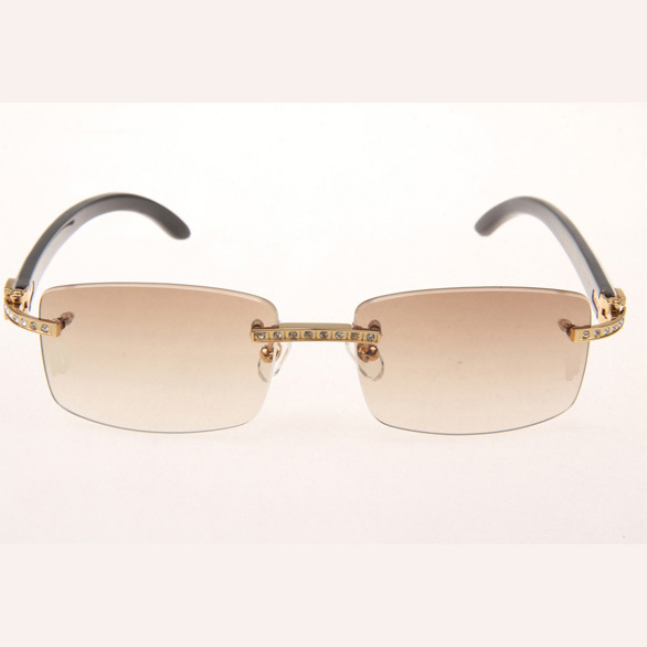 Cartier CT_3524012 Diamond White Mix Black Buffalo Eyeglasses In Gold Brown - DesignerGu