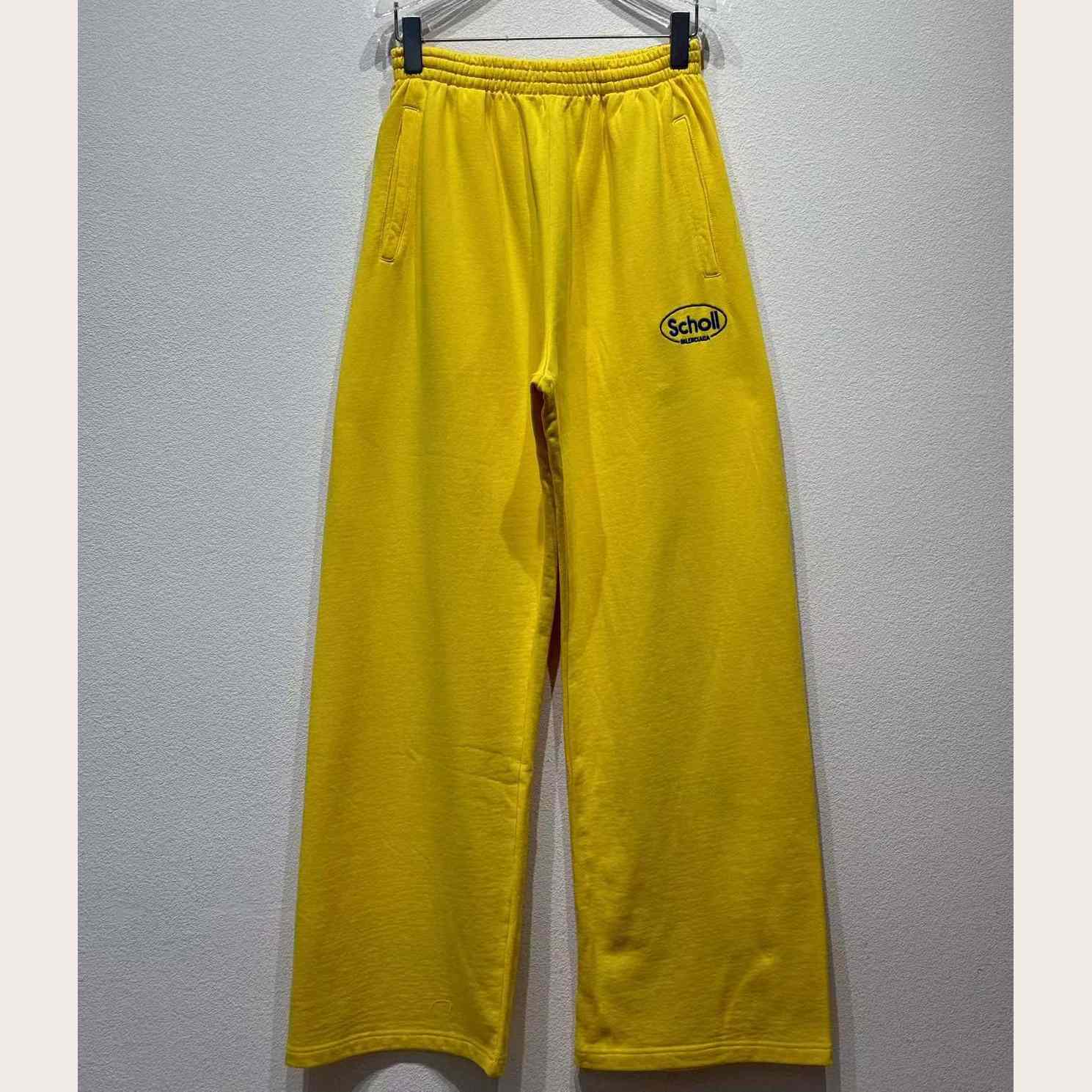 Balenciaga x Scholl Logo Embroidered Yellow Pants - DesignerGu