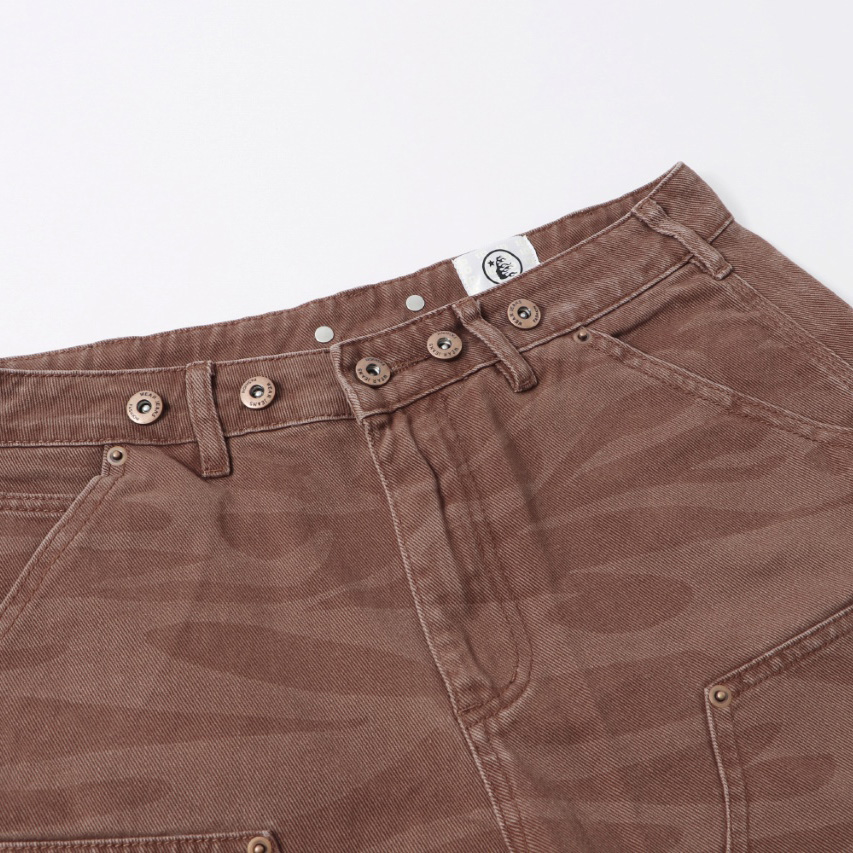 Hellstar Brown Camo Denim Shorts - DesignerGu