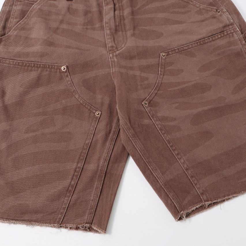 Hellstar Brown Camo Denim Shorts - DesignerGu