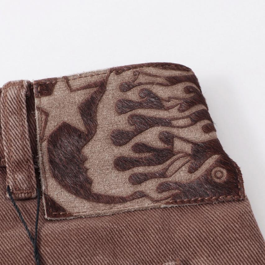 Hellstar Brown Camo Denim Shorts - DesignerGu