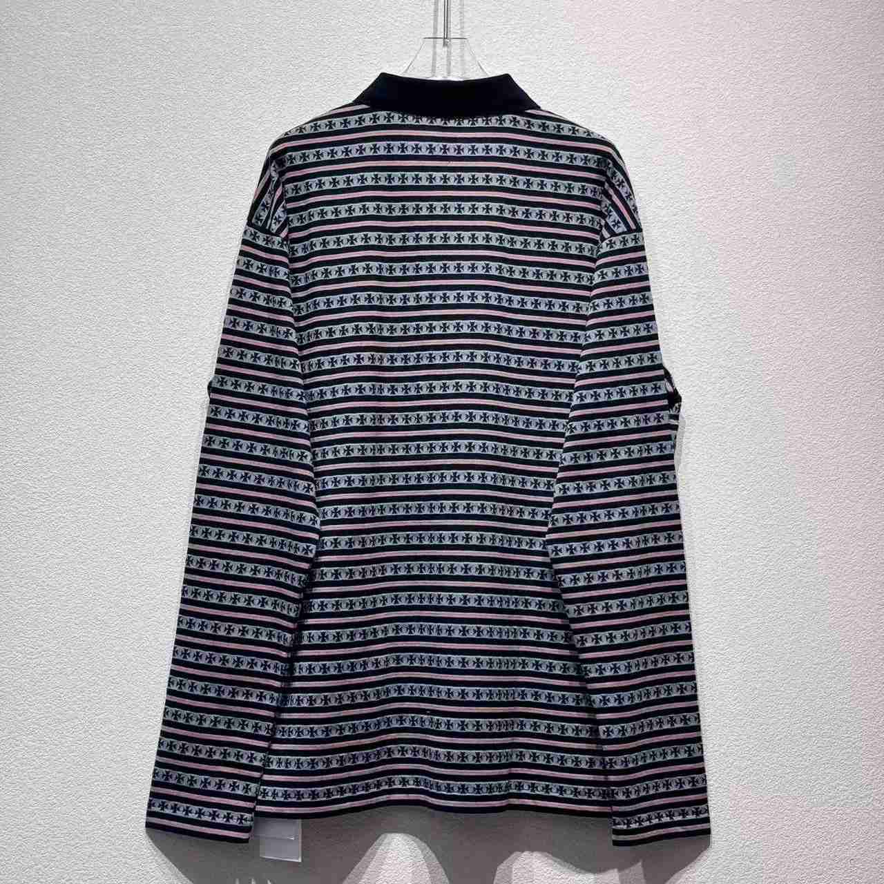 Chrome Heart Striped Polo Shirt - DesignerGu