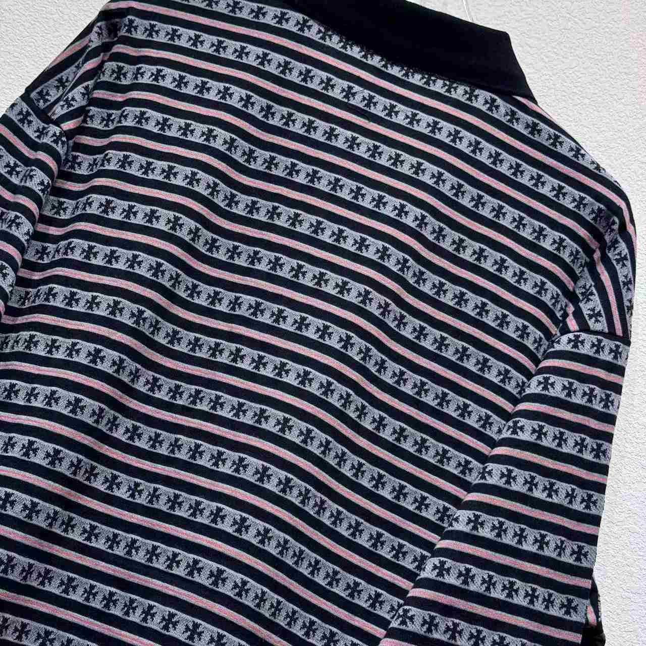 Chrome Heart Striped Polo Shirt - DesignerGu