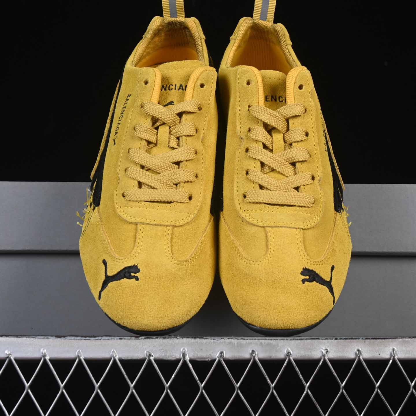 Balenciaga Speedcat Suede Balenciaga In Yellow And Black Distressed Suede Cowskin - DesignerGu