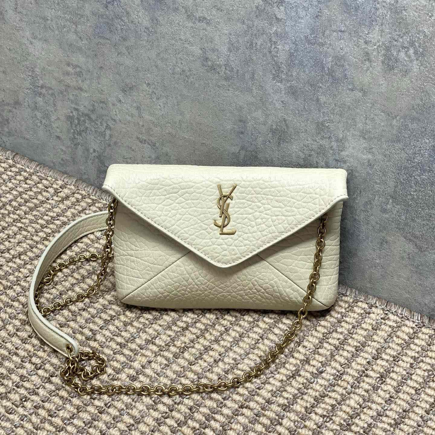 Saint Laurent Cassandre Chain Pouch In Lambskin - DesignerGu