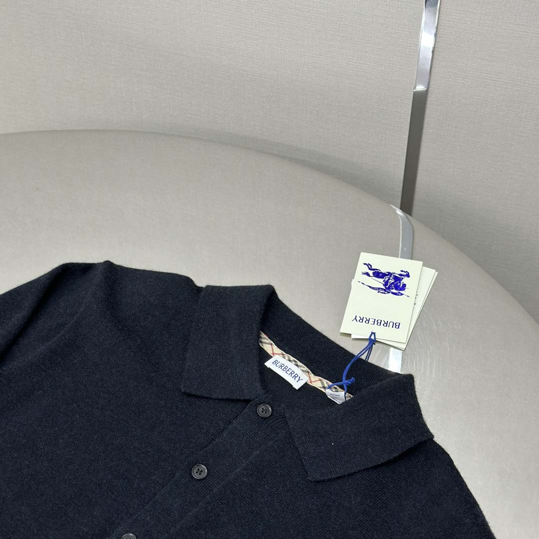 Burberry Long-sleeve Cashmere Blend Polo Shirt - DesignerGu
