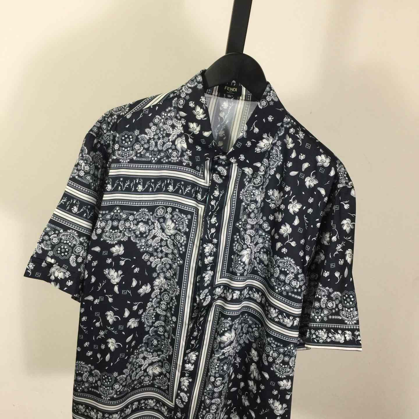 Fendi White And Blue Silk Shirt & Shorts - DesignerGu