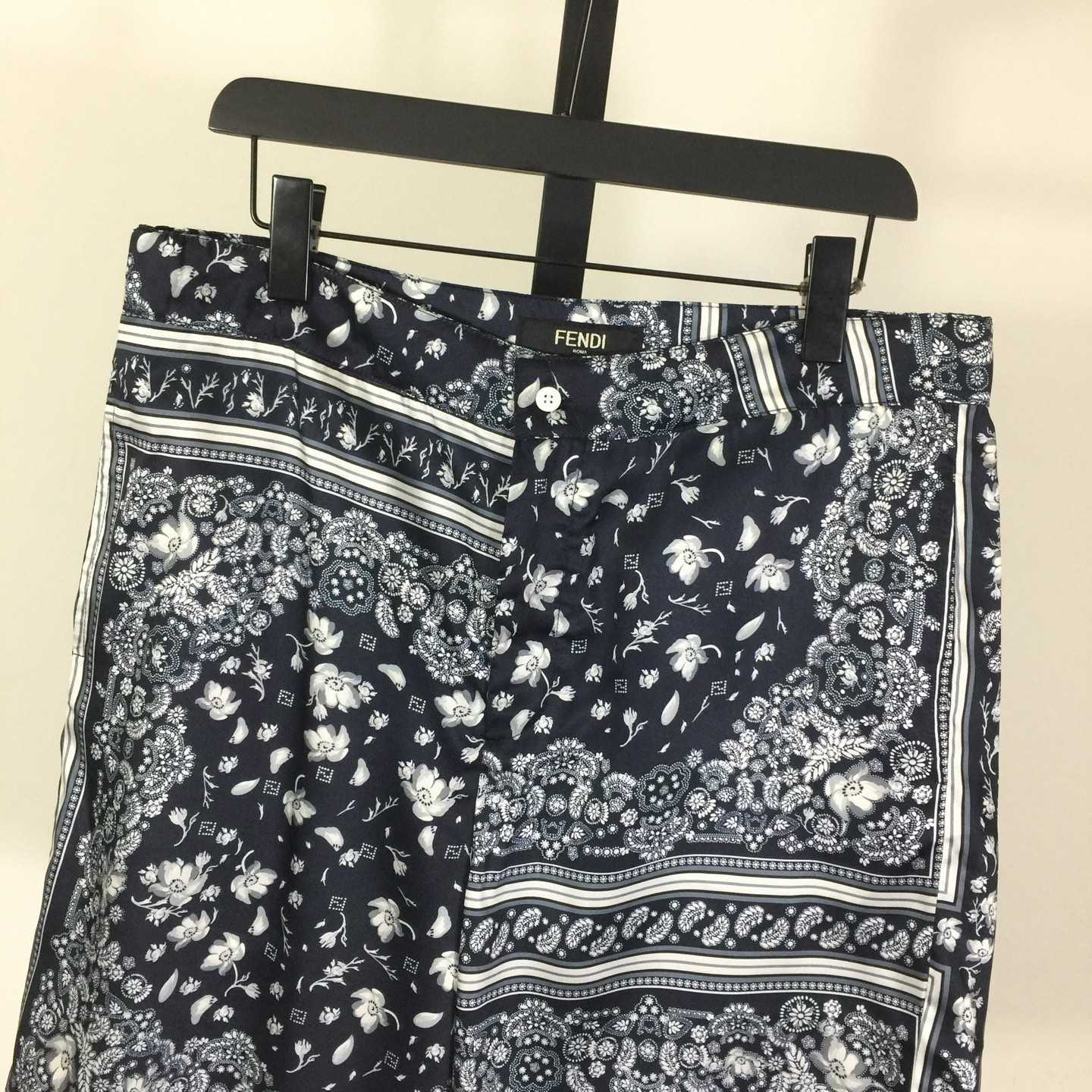 Fendi White And Blue Silk Shirt & Shorts - DesignerGu