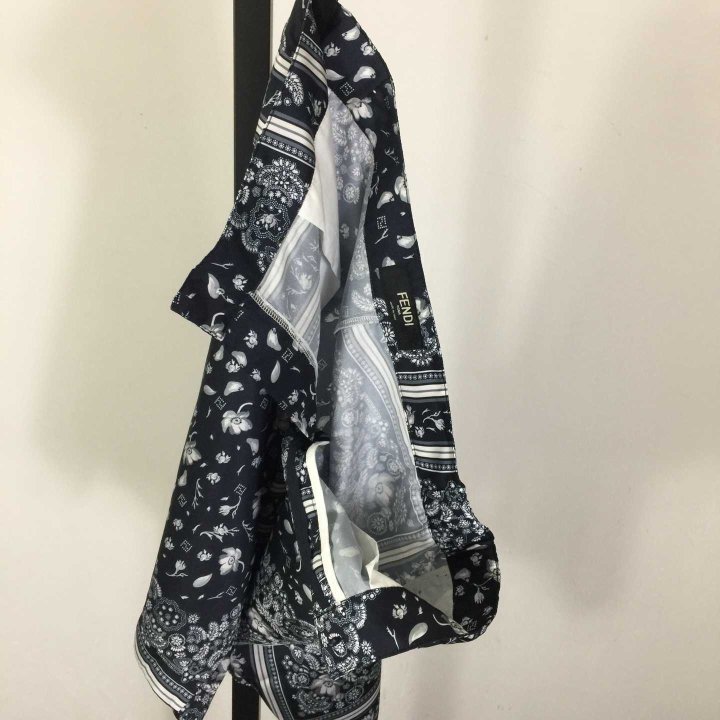 Fendi White And Blue Silk Shirt & Shorts - DesignerGu