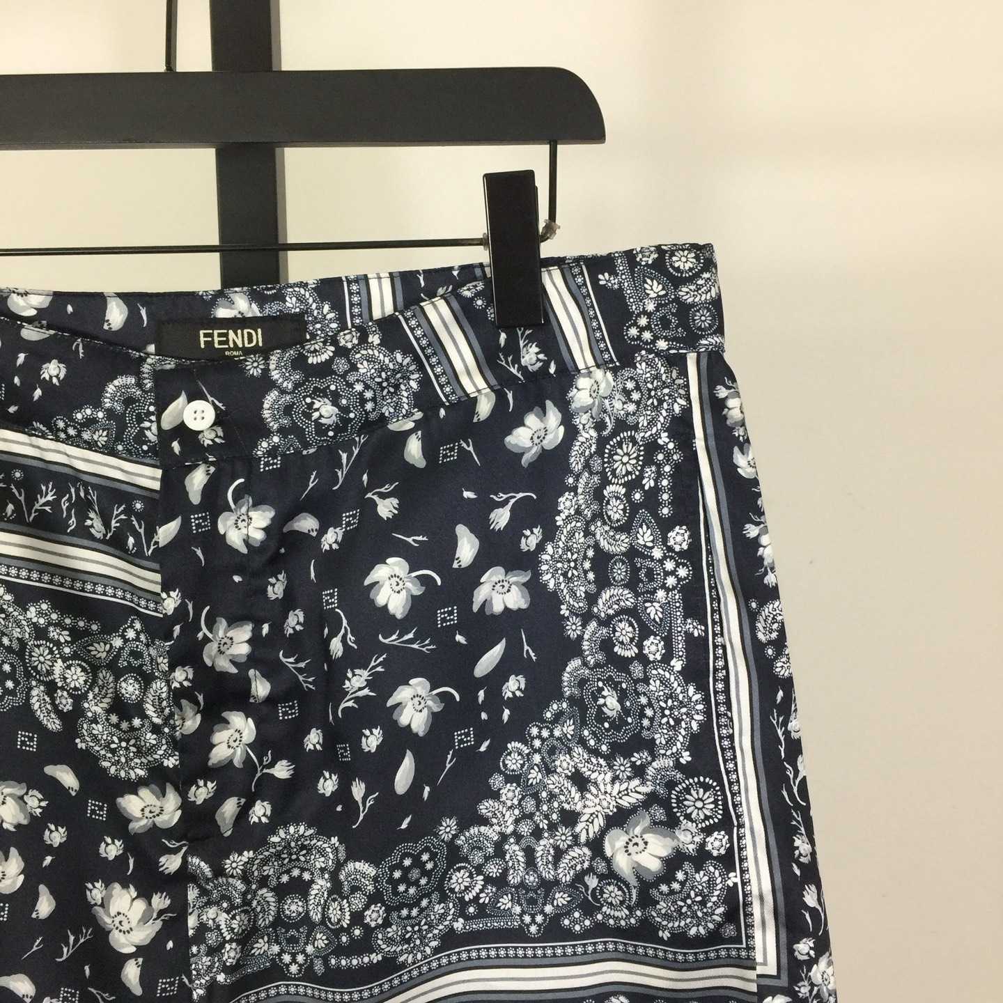 Fendi White And Blue Silk Shirt & Shorts - DesignerGu