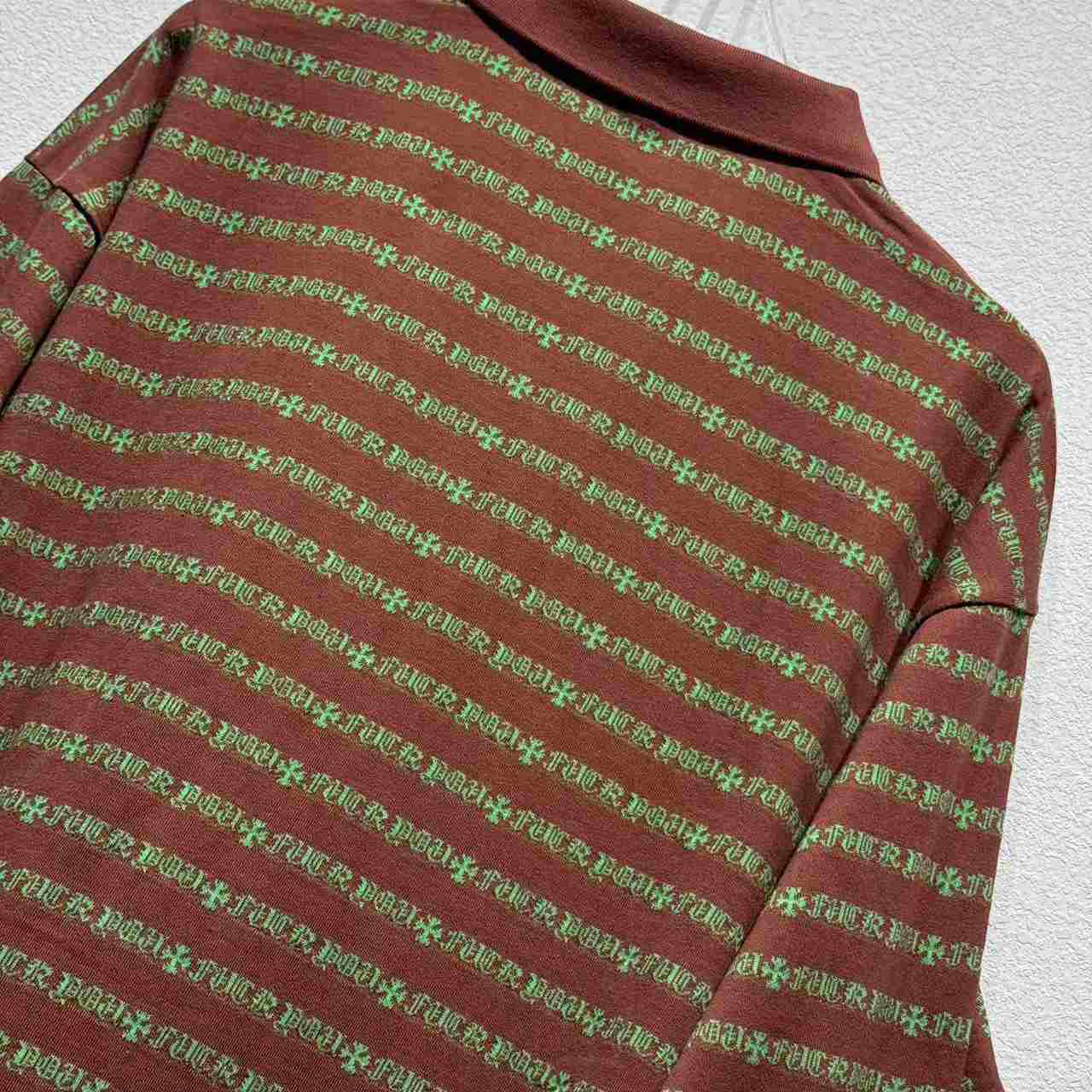 Chrome Heart Striped Polo Shirt - DesignerGu