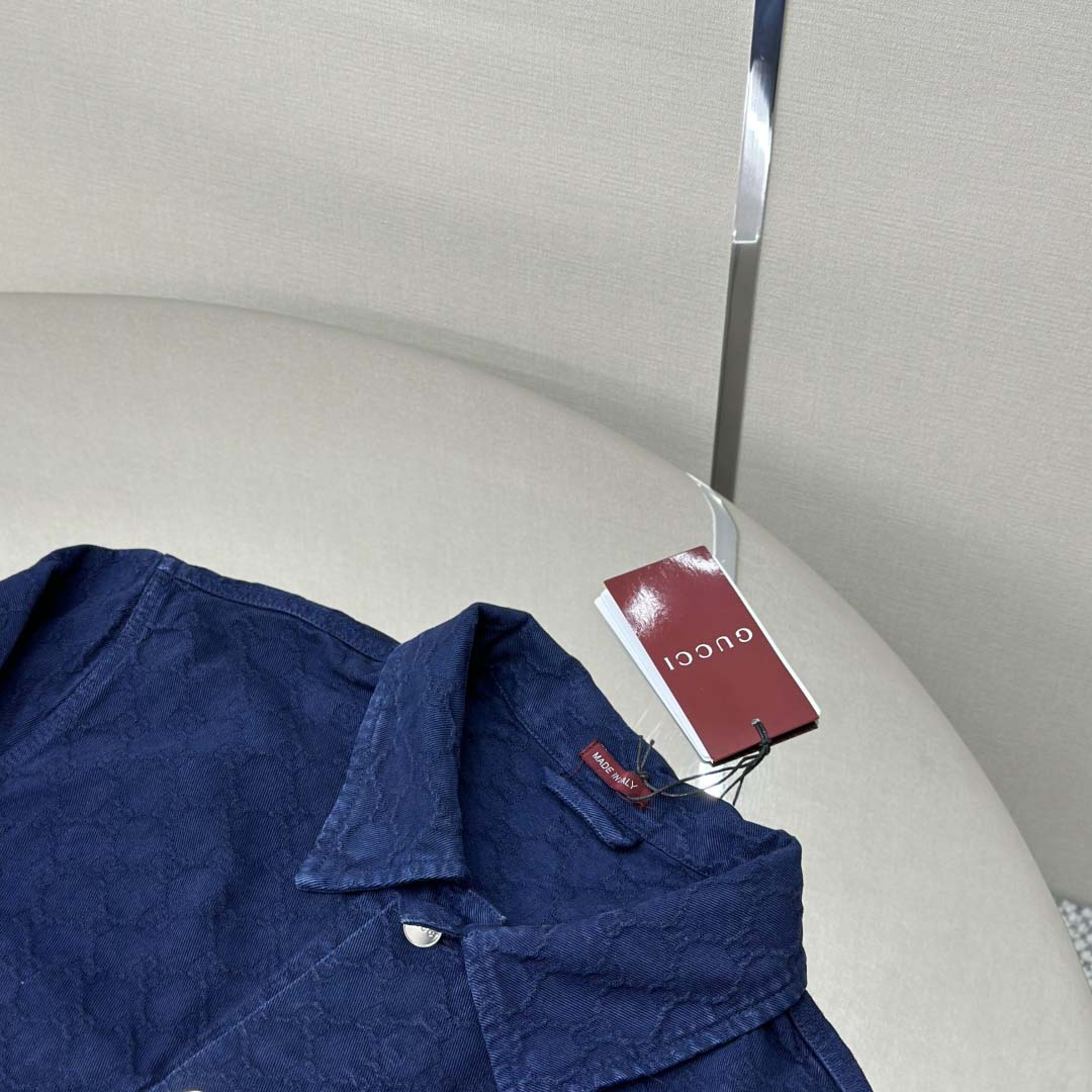Gucci Bleached GG Cotton Denim Jacquard Shirt - DesignerGu