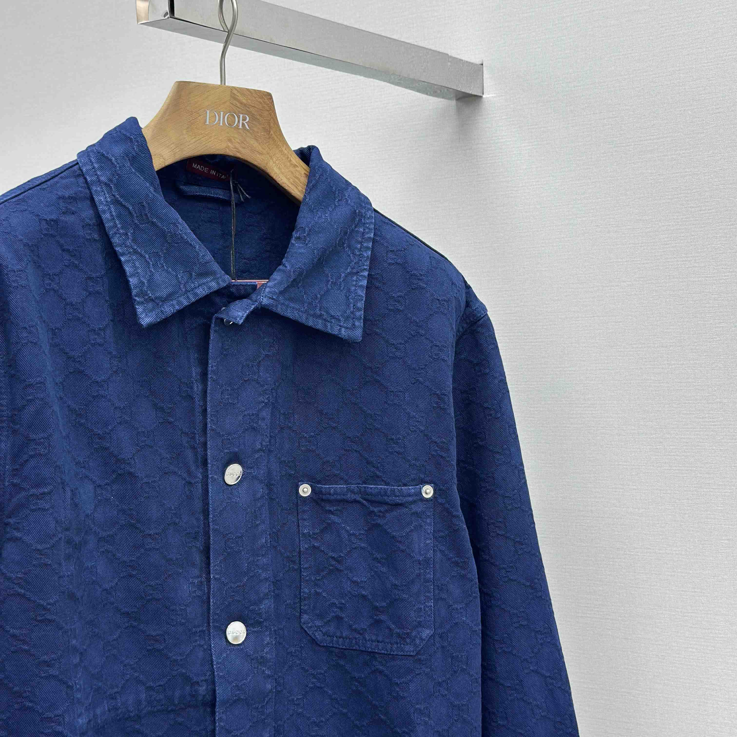 Gucci Bleached GG Cotton Denim Jacquard Shirt - DesignerGu
